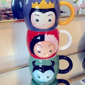 Disney villains Tsum Tsum Maleficent .Cruella .Queen Evil Mug Cup bundle